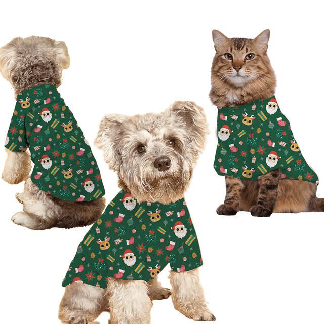 Picture of Family Pajama Set - Family Christmas Pajamas Set - Santa Claus and Peindeer Pattern Pajamas