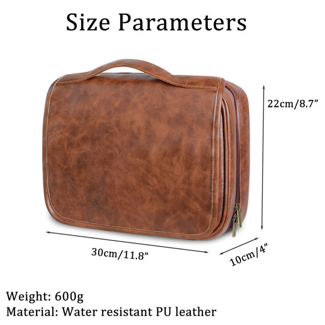 Picture of Custom Detachable 3-in-1 Leather Toiletry Bag for Men - Personalized Groomsmen Gifts