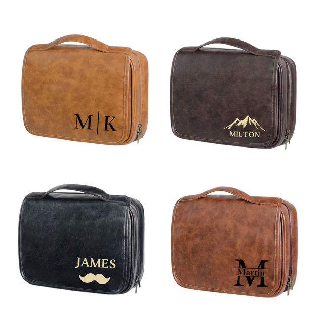 Picture of Custom Detachable 3-in-1 Leather Toiletry Bag for Men - Personalized Groomsmen Gifts
