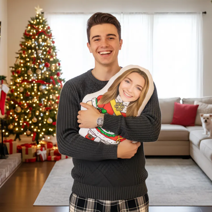 Picture of Personalized Christmas Pillow - Customizable with Face Photo - A Christmas Gift for Her