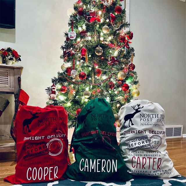 Picture of Personalized North Pole Gift Bags - Custom Santa Bag with Name - Custom Overnight Delivery Christmas Gift Bags