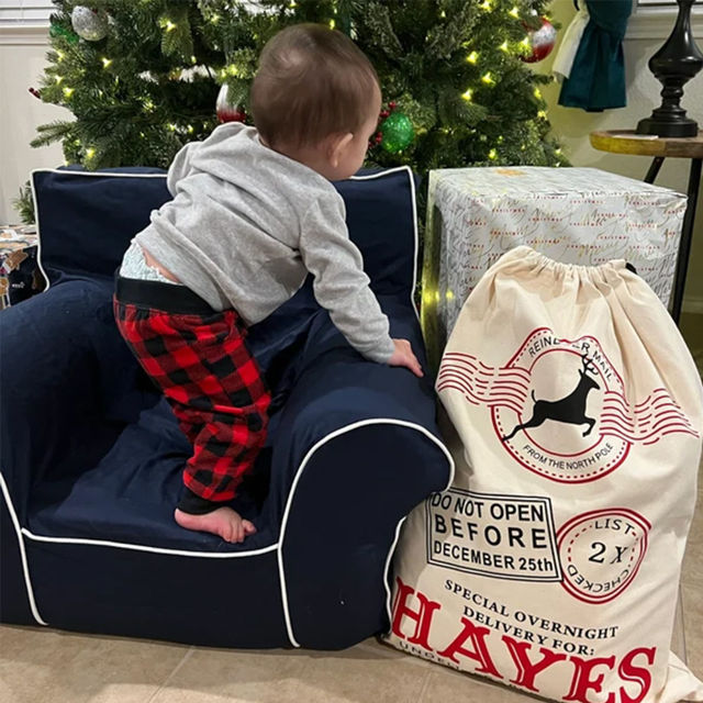 Picture of Personalized North Pole Gift Bags - Custom Santa Bag with Name - Custom Overnight Delivery Christmas Gift Bags