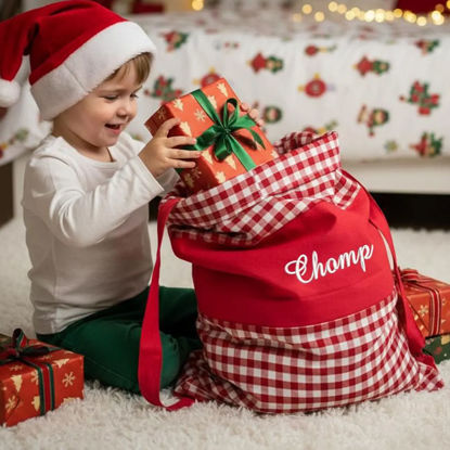 Picture of Custom Embroidered Santa Bag - Personalized Santa Gift Bag for Christmas with Name