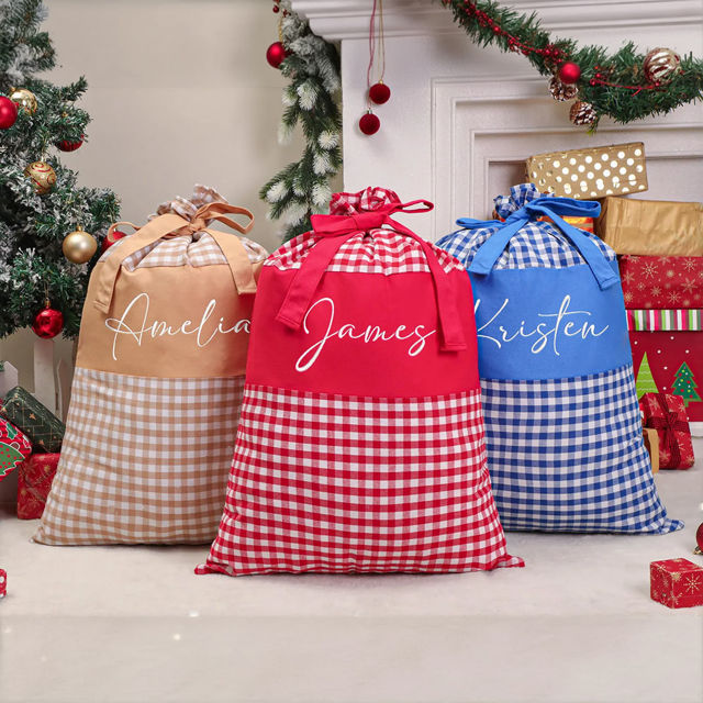 Picture of Custom Embroidered Santa Bag - Personalized Santa Gift Bag for Christmas with Name