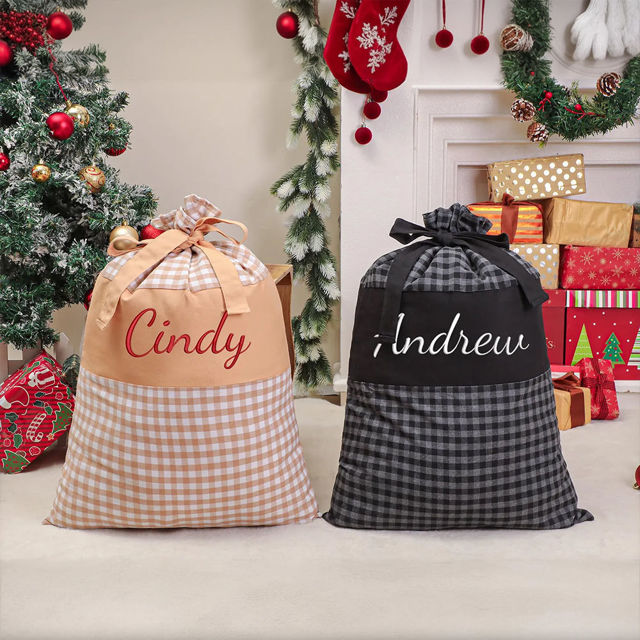 Picture of Custom Embroidered Santa Bag - Personalized Santa Gift Bag for Christmas with Name