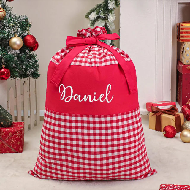 Picture of Custom Embroidered Santa Bag - Personalized Santa Gift Bag for Christmas with Name