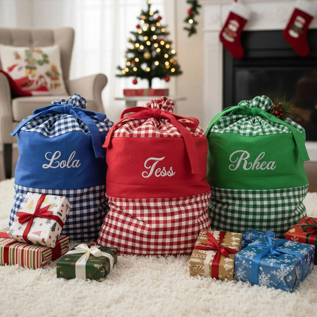 Picture of Custom Embroidered Santa Bag - Personalized Santa Gift Bag for Christmas with Name