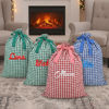 Picture of Custom Embroidered Plaid Santa Bag - Personalised Santa Gift Bag for Christmas with Name