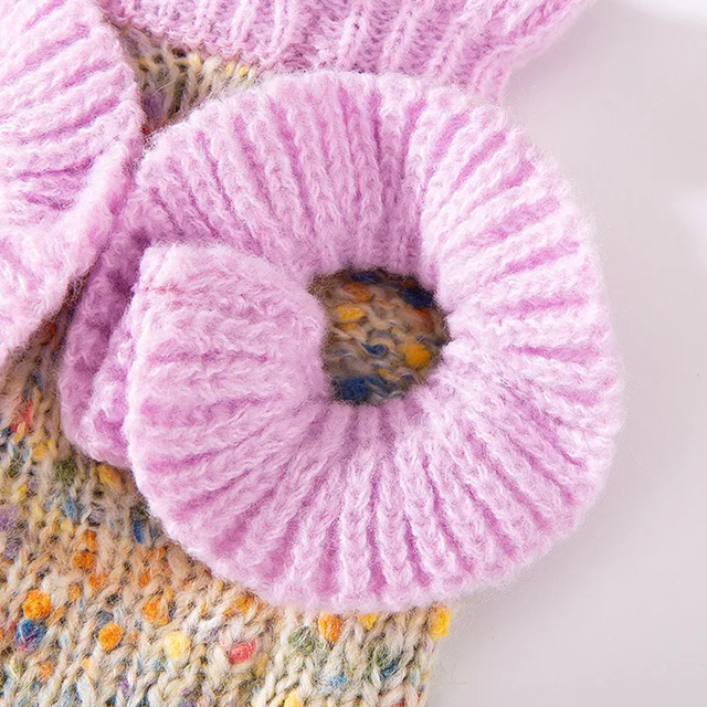 Picture of Custom Pet Sweaters - Purple Crochet Cat and Dog Christmas Sweaters - Pet Name Customizable