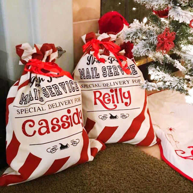 Picture of Custom Santa Sack with Name - Personalized North Pole Gift Bags - Custom Overnight Delivery Christmas Gift Bags