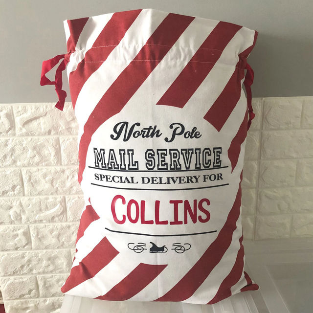 Picture of Custom Santa Sack with Name - Personalized North Pole Gift Bags - Custom Overnight Delivery Christmas Gift Bags