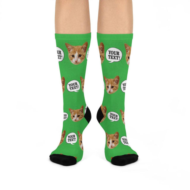 Picture of Custom Pet Photo Face Socks with Text - Gift for Pet Lovers