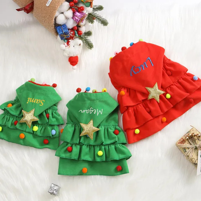 Picture of Custom Pet Clothes - Personalized Embroidered Christmas Pet Capes - Pet Transformation Outfits