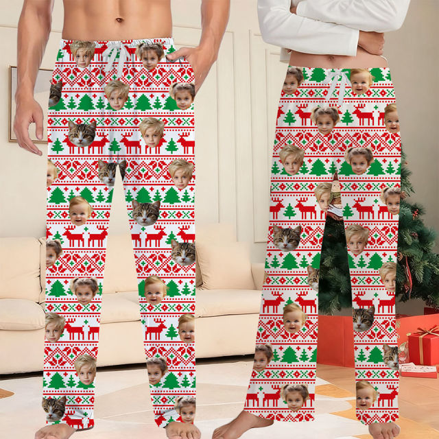 Picture of Family Custom Christmas Pajama Pants with Face - Pajama Bottoms - Christmas Gift for Family