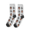Picture of Custom Photo Face Socks with Text - Custom Plaid Socks - Gift for Couples and Family