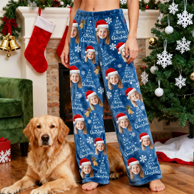Picture of Custom Flannel Pajama Pants - Personalized Face Pajama Gift - Christmas Gift
