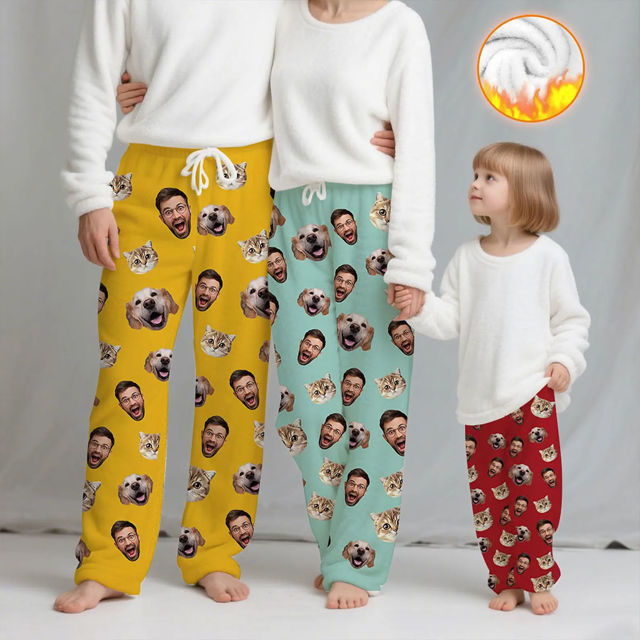 Picture of Custom Flannel Pajama Pants - Personalized Face Pajama Gift - Heartwarming Christmas Gift