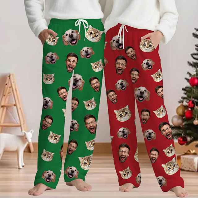 Picture of Custom Flannel Pajama Pants - Personalized Face Pajama Gift - Heartwarming Christmas Gift