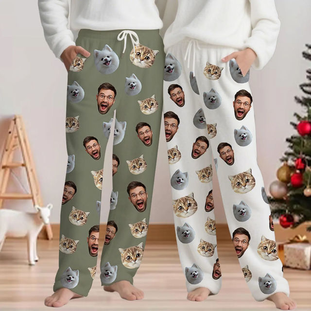 Picture of Custom Flannel Pajama Pants - Personalized Face Pajama Gift - Heartwarming Christmas Gift