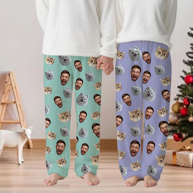 Picture of Custom Flannel Pajama Pants - Personalized Face Pajama Gift - Heartwarming Christmas Gift