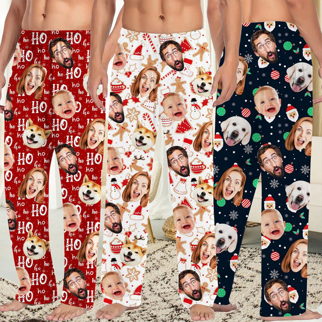 Picture of Custom Christmas Pajama Pants - Personalised Pajama bottoms with Faces and Patterns - Heartwarming Gift