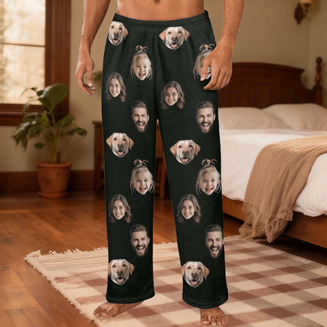 Picture of Custom Flannel Pajama Pants - Personalized Flannel Photo Pajama Pants - Custom Pajama Pants for Men and Women