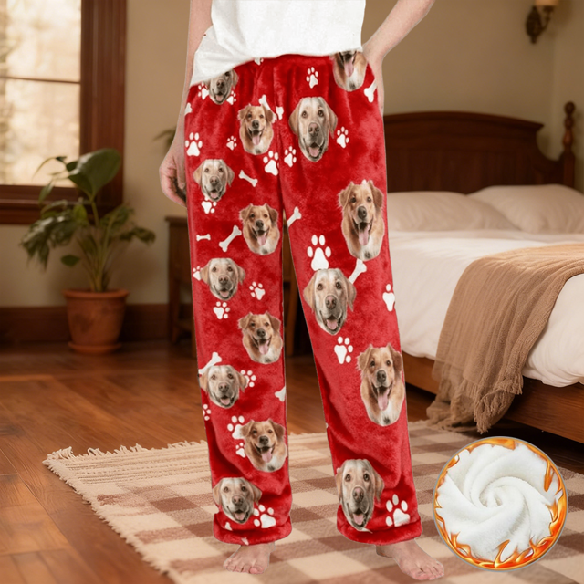 Picture of Custom Flannel Pajama Pants - Personalized Flannel Paw Bone Pajama Pants - Unisex Custom Pajama Pants