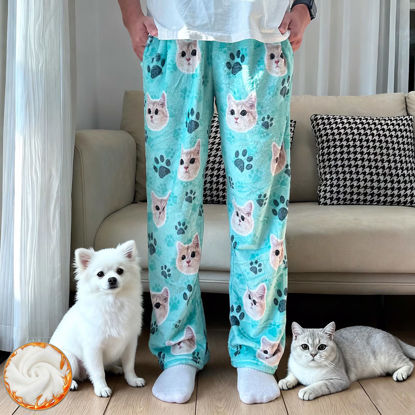 Picture of Custom Flannel Pajama Pants - Personalized Pajama Bottom with Pet Face