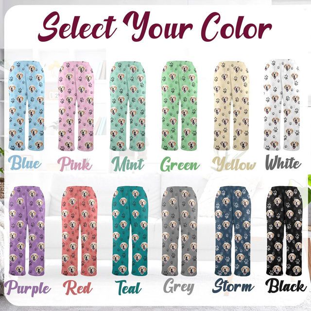 Picture of Custom Flannel Pajama Pants - Personalized Pajama Bottom with Pet Face
