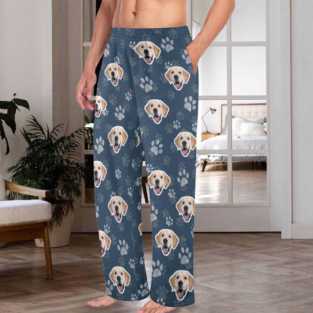 Picture of Custom Flannel Pajama Pants - Personalized Pajama Bottom with Pet Face
