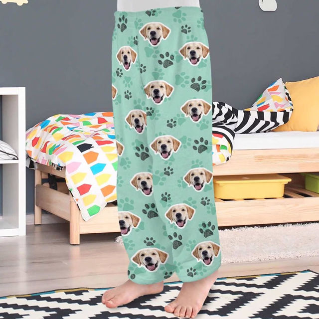 Picture of Custom Flannel Pajama Pants - Personalized Pajama Bottom with Pet Face