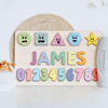 Picture of Personalized Wooden Puzzle Name Board - Graphics and Figures - Pastel Rainbow Color - Custom Toy Gift for Baby and Kids