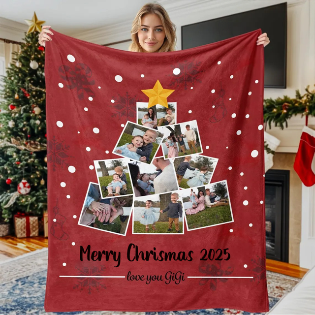 Picture of Custom Blanket - Personalized Photo Blanket - Photo Christmas Tree