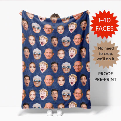Picture of Custom Faces Blanket - Personlized Christams Blanket with Multiple Faces - Nice Holiday Gift for Friends and Family