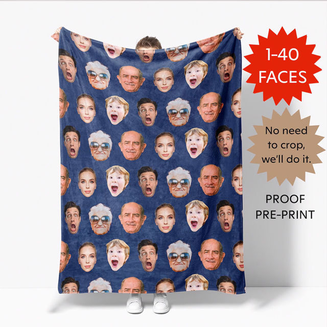 Picture of Custom Faces Blanket - Personlized Christams Blanket with Multiple Faces - Nice Holiday Gift for Friends and Family