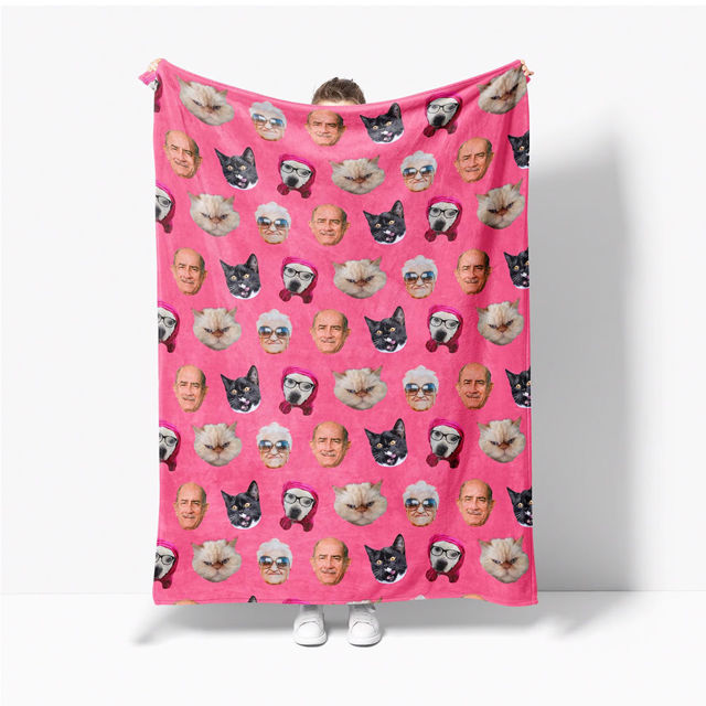 Picture of Custom Faces Blanket - Personlized Christams Blanket with Multiple Faces - Nice Holiday Gift for Friends and Family