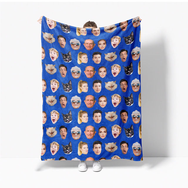 Picture of Custom Faces Blanket - Personlized Christams Blanket with Multiple Faces - Nice Holiday Gift for Friends and Family