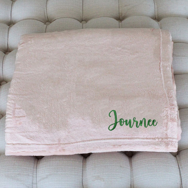 Picture of Personalized Embroidered Name Blanket - Custom Flannel Blanket  - Winter Gift for Family and Friends