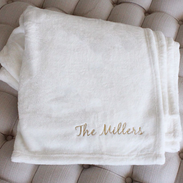 Picture of Personalized Embroidered Name Blanket - Custom Flannel Blanket  - Winter Gift for Family and Friends