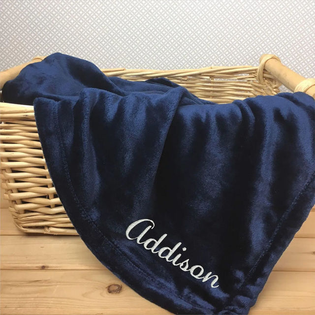 Picture of Personalized Embroidered Name Blanket - Custom Flannel Blanket  - Winter Gift for Family and Friends