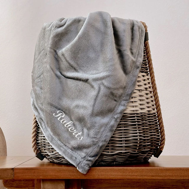 Picture of Personalized Embroidered Name Blanket - Custom Flannel Blanket  - Winter Gift for Family and Friends