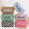 Picture of Custom Knitted Checkerboard Plaid Makeup Bag with Embroidered Name - Personalized Travel lettered Makeup Bag