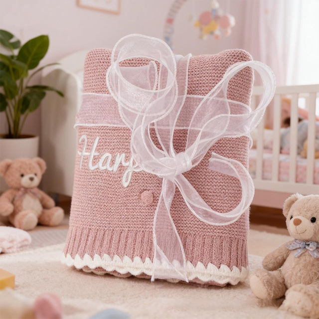 Picture of Custom embroidered baby blankets - Custom knitted bean blankets - Personalized nap blankets