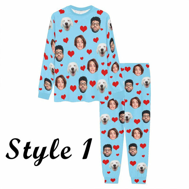 Picture of Custom Pajama Sets - Personalized Long Sleeves Pajama with Faces and Name