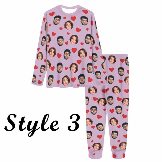 Picture of Custom Pajama Sets - Personalized Long Sleeves Pajama with Faces and Name