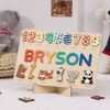 Picture of Personalized Wooden Puzzle Name Board with Cute Animals - Graphics and Figures - Rainbow Colors - Custom Toy Gift for Baby and Kids
