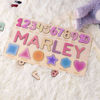 Picture of Personalised Wooden Puzzle Name Board - Graphics and Figures - Rainbow Colors - Custom Toy for Kids