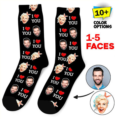 Picture of Custom Face Socks with I Love You for Valentine's Day socks