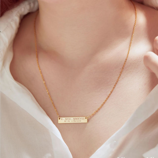 Picture of Custom Engraved Bar Necklace - Personalised Stainless Steel Necklace with Text - Gift for Her