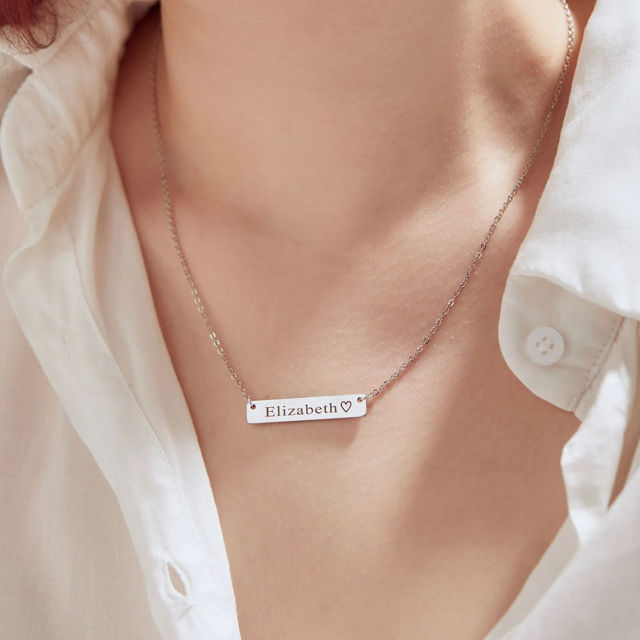 Picture of Custom Engraved Bar Necklace - Personalised Stainless Steel Necklace with Text - Gift for Her